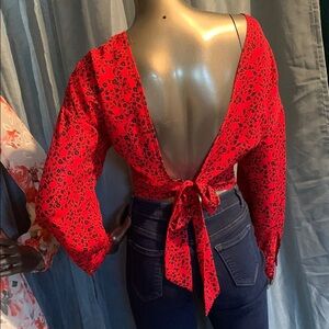 Blue Life Red Long Sleeve Top